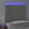 Zagłówek do łóżka z LED, jasnoszary, 100x5x118/128 cm, aksamit