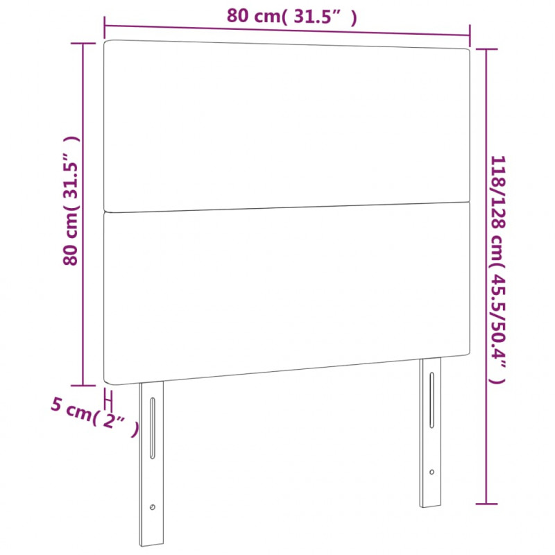 Zagłówek do łóżka z LED, ciemnoniebieski, 80x5x118/128 cm