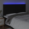 Zagłówek do łóżka z LED, czarny, 160x5x118/128 cm, tkanina