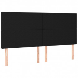 Zagłówek do łóżka z LED, czarny, 160x5x118/128 cm, tkanina