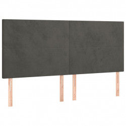 Zagłówek do łóżka z LED, ciemnoszary, 160x5x118/128 cm, aksamit
