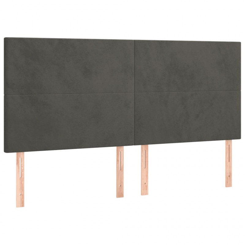Zagłówek do łóżka z LED, ciemnoszary, 160x5x118/128 cm, aksamit