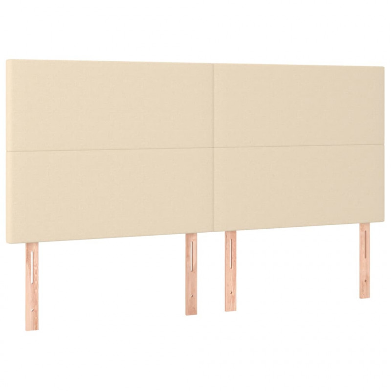 Zagłówek do łóżka z LED, kremowy, 200x5x118/128 cm, tkanina