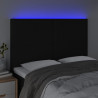 Zagłówek do łóżka z LED, czarny, 144x5x118/128 cm, tkanina