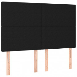 Zagłówek do łóżka z LED, czarny, 144x5x118/128 cm, tkanina