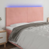Zagłówek do łóżka z LED, różowy, 180x5x118/128 cm, aksamit