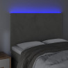 Zagłówek do łóżka z LED, jasnoszary, 144x5x118/128 cm, aksamit