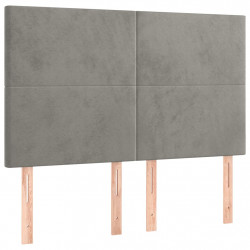 Zagłówek do łóżka z LED, jasnoszary, 144x5x118/128 cm, aksamit