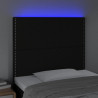 Zagłówek do łóżka z LED, czarny, 90x5x118/128 cm, tkanina