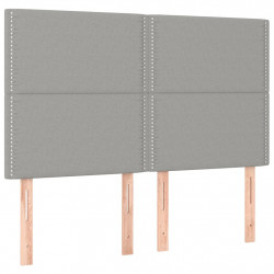 Zagłówek do łóżka z LED, jasnoszary, 144x5x118/128 cm, tkanina