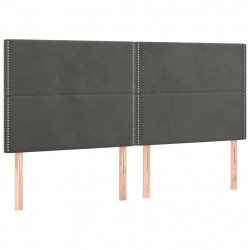 Zagłówek do łóżka z LED, ciemnoszary, 200x5x118/128 cm, aksamit