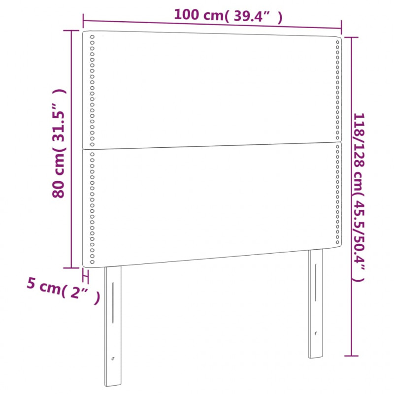 Zagłówek do łóżka z LED, ciemnoniebieski, 100x5x118/128 cm