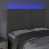Zagłówek do łóżka z LED, jasnoszary, 144x5x118/128 cm, aksamit
