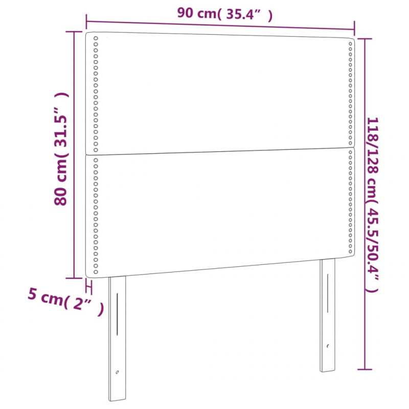 Zagłówek do łóżka z LED ciemnoniebieski, 90x5x118/128 cm