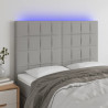 Zagłówek do łóżka z LED, jasnoszary, 144x5x118/128 cm, tkanina
