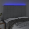 Zagłówek do łóżka z LED, jasnoszary, 144x5x118/128 cm, tkanina