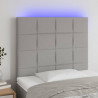 Zagłówek do łóżka z LED, jasnoszary, 80x5x118/128 cm, tkanina