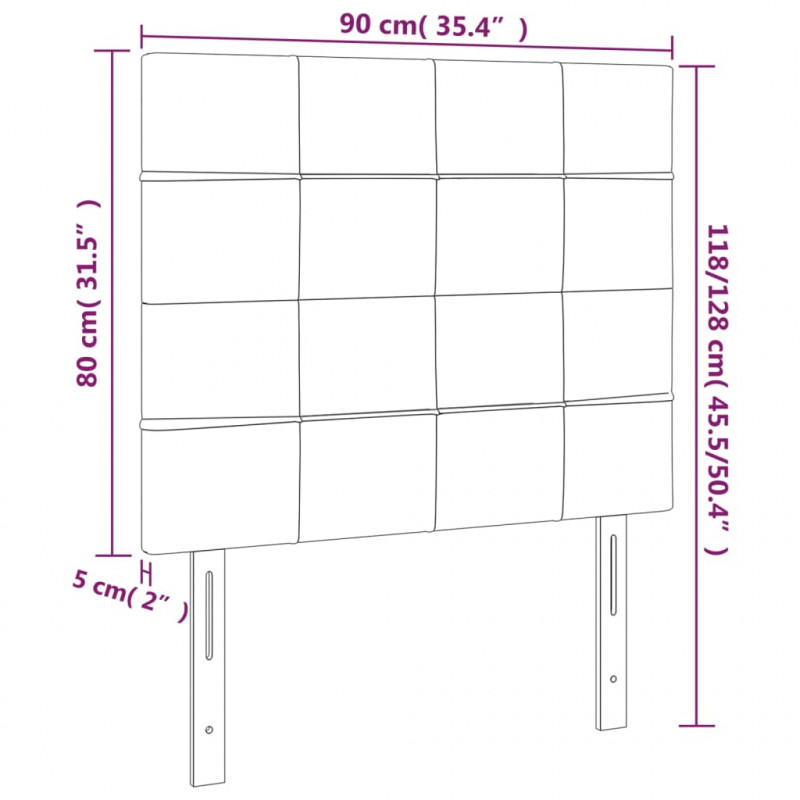 Zagłówek do łóżka z LED, czarny, 90x5x118/128 cm, tkanina