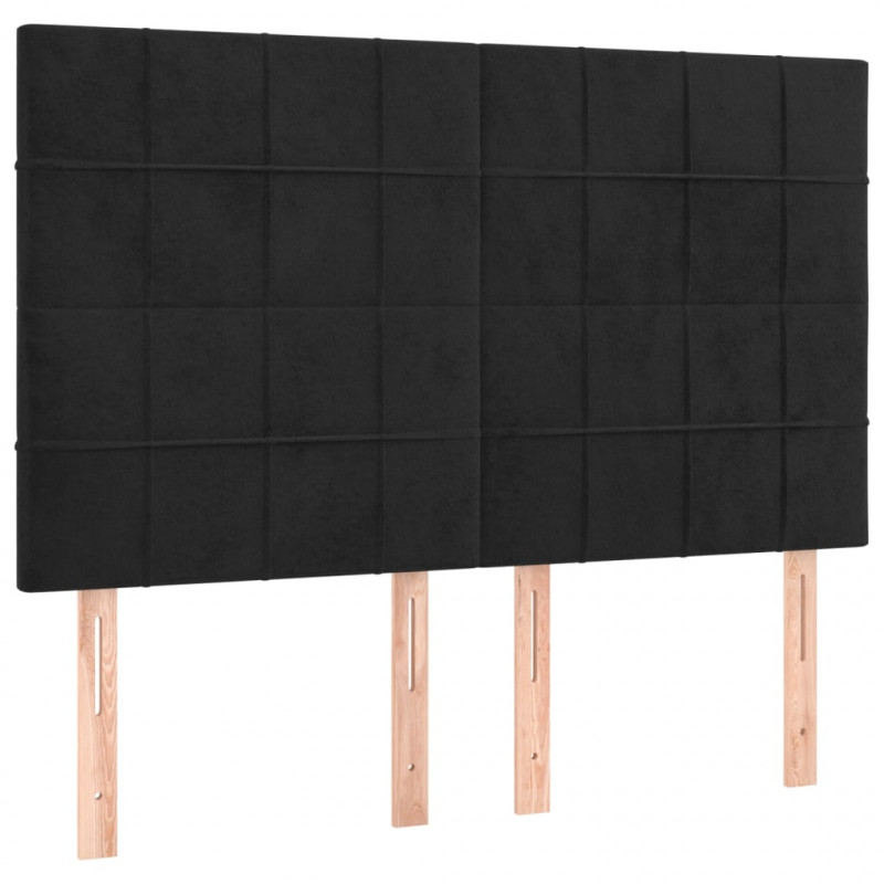 Zagłówek do łóżka z LED, czarny, 144x5x118/128 cm, aksamit