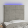 Zagłówek do łóżka z LED, jasnoszary, 90x5x118/128 cm, aksamit