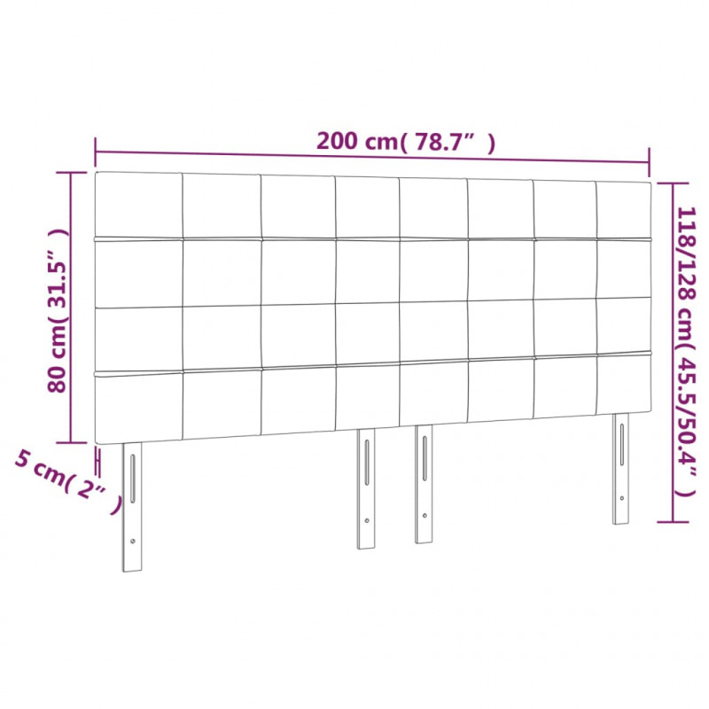 Zagłówek do łóżka z LED, różowy, 200x5x118/128 cm, aksamit