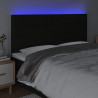 Zagłówek do łóżka z LED, czarny, 200x5x118/128 cm, tkanina