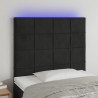 Zagłówek do łóżka z LED, czarny, 90x5x118/128 cm, aksamit