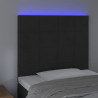 Zagłówek do łóżka z LED, czarny, 90x5x118/128 cm, aksamit