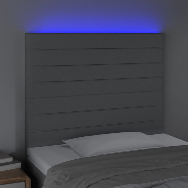 Zagłówek do łóżka z LED, jasnoszary, 90x5x118/128 cm, tkanina