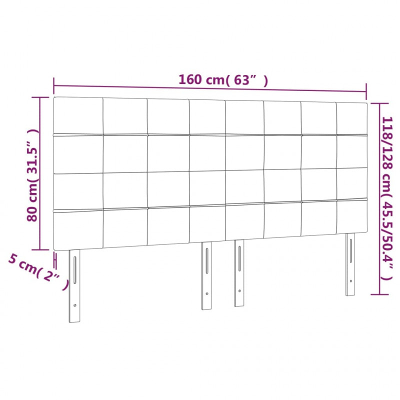 Zagłówek do łóżka z LED, ciemnozielony, 160x5x118/128 cm