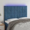 Zagłówek do łóżka z LED ciemnoniebieski, 144x5x118/128 cm