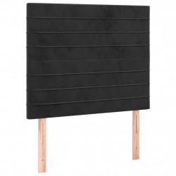 Zagłówek do łóżka z LED, czarny, 90x5x118/128 cm, aksamit