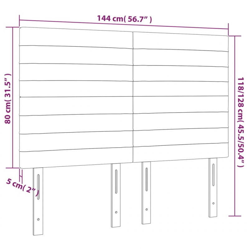 Zagłówek do łóżka z LED, kremowy, 144x5x118/128 cm, tkanina
