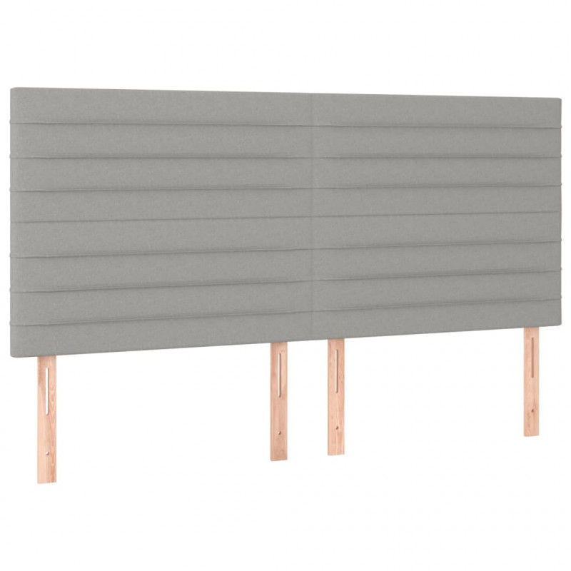 Zagłówek do łóżka z LED, jasnoszary, 200x5x118/128 cm, tkanina