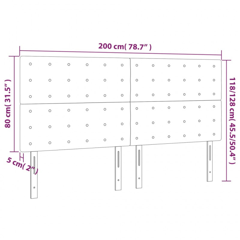 Zagłówek do łóżka, biały, 200x5x118/128 cm, sztuczna skóra