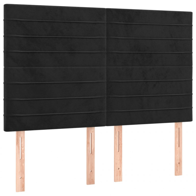 Zagłówek do łóżka z LED, czarny, 144x5x118/128 cm, aksamit