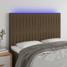 Zagłówek do łóżka z LED ciemnobrązowy 144x5x118/128 cm tkanina