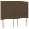 Zagłówek do łóżka z LED ciemnobrązowy 144x5x118/128 cm tkanina