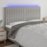 Zagłówek do łóżka z LED, jasnoszary, 160x5x118/128 cm, tkanina