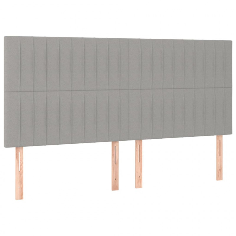 Zagłówek do łóżka z LED, jasnoszary, 160x5x118/128 cm, tkanina