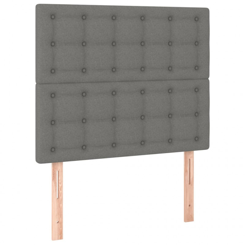 Zagłówek do łóżka z LED, ciemnoszary, 90x5x118/128 cm, tkanina