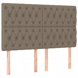 Zagłówek do łóżka z LED, taupe, 160x7x118/128 cm, tkanina