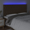 Zagłówek do łóżka z LED ciemnobrązowy 200x7x118/128 cm tkanina