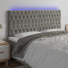 Zagłówek do łóżka z LED, jasnoszary, 180x7x118/128 cm, aksamit