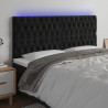 Zagłówek do łóżka z LED, czarny, 180x7x118/128 cm, aksamit