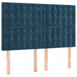 Zagłówek do łóżka z LED ciemnoniebieski, 144x5x118/128 cm