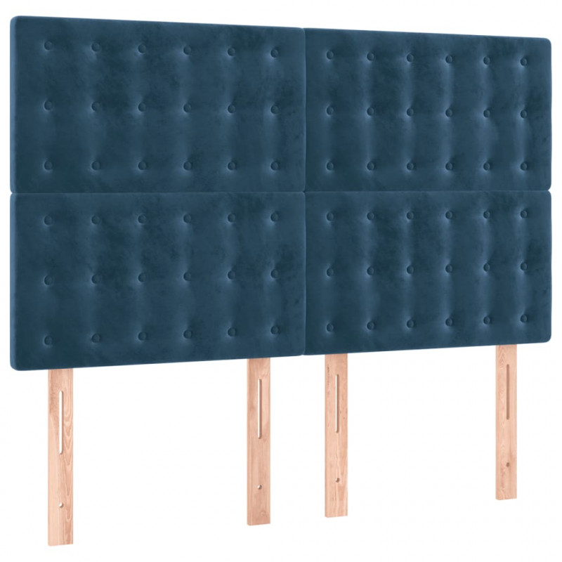 Zagłówek do łóżka z LED ciemnoniebieski, 144x5x118/128 cm