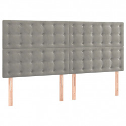 Zagłówek do łóżka z LED, jasnoszary, 160x5x118/128 cm, aksamit