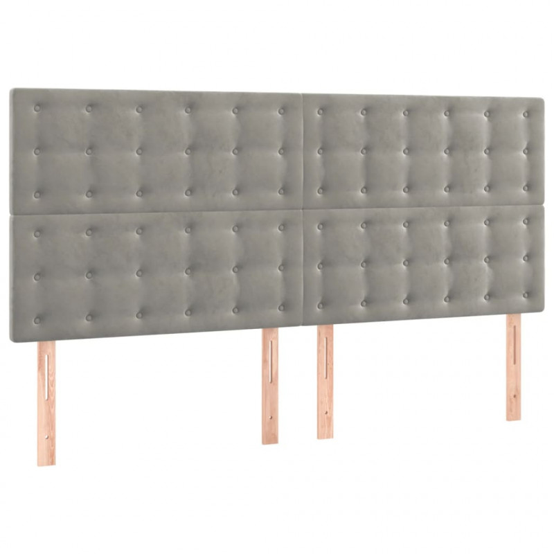 Zagłówek do łóżka z LED, jasnoszary, 160x5x118/128 cm, aksamit