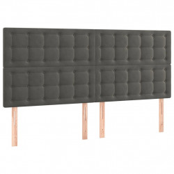 Zagłówek do łóżka z LED, ciemnoszary, 180x5x118/128 cm, aksamit